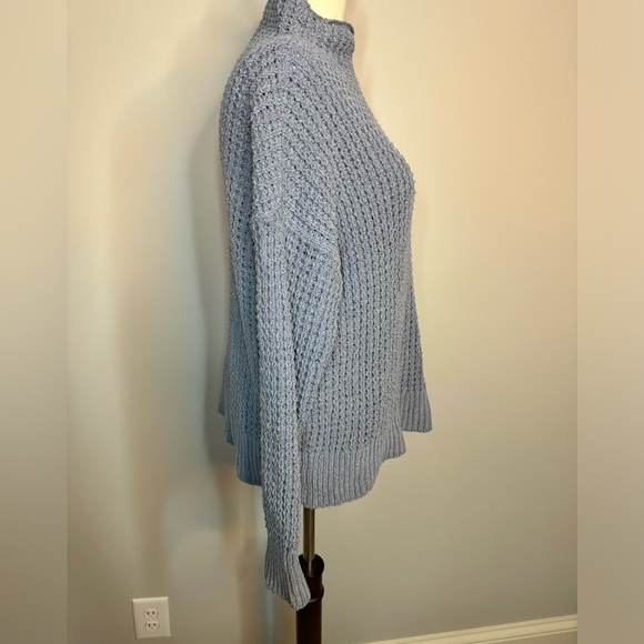 Sz S American Eagle blue mock knit neck sweater wool blend chenille feel soft - Picture 4 of 7